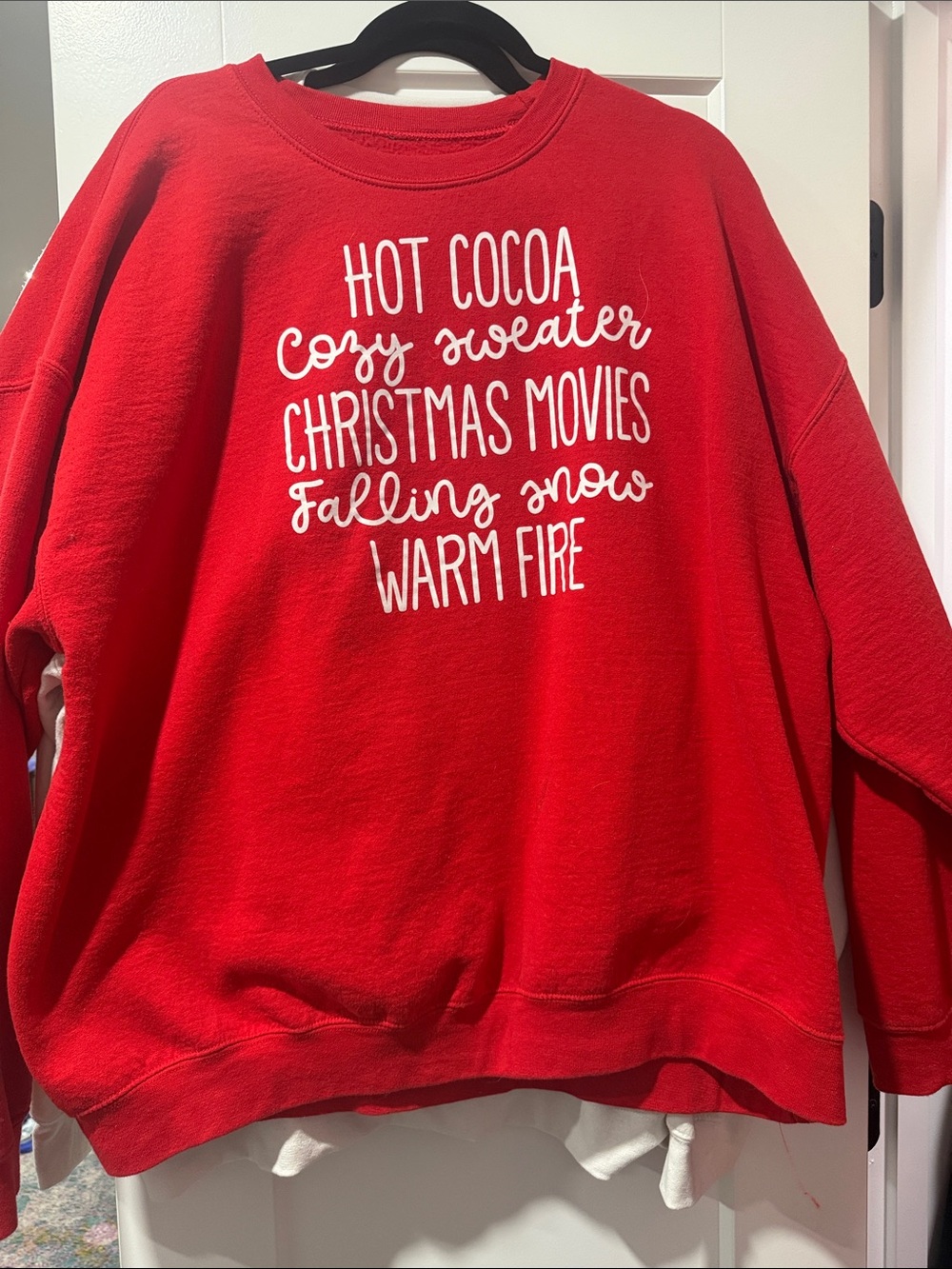 Gildan Red Holiday Graphic Sweatshirt with White Script